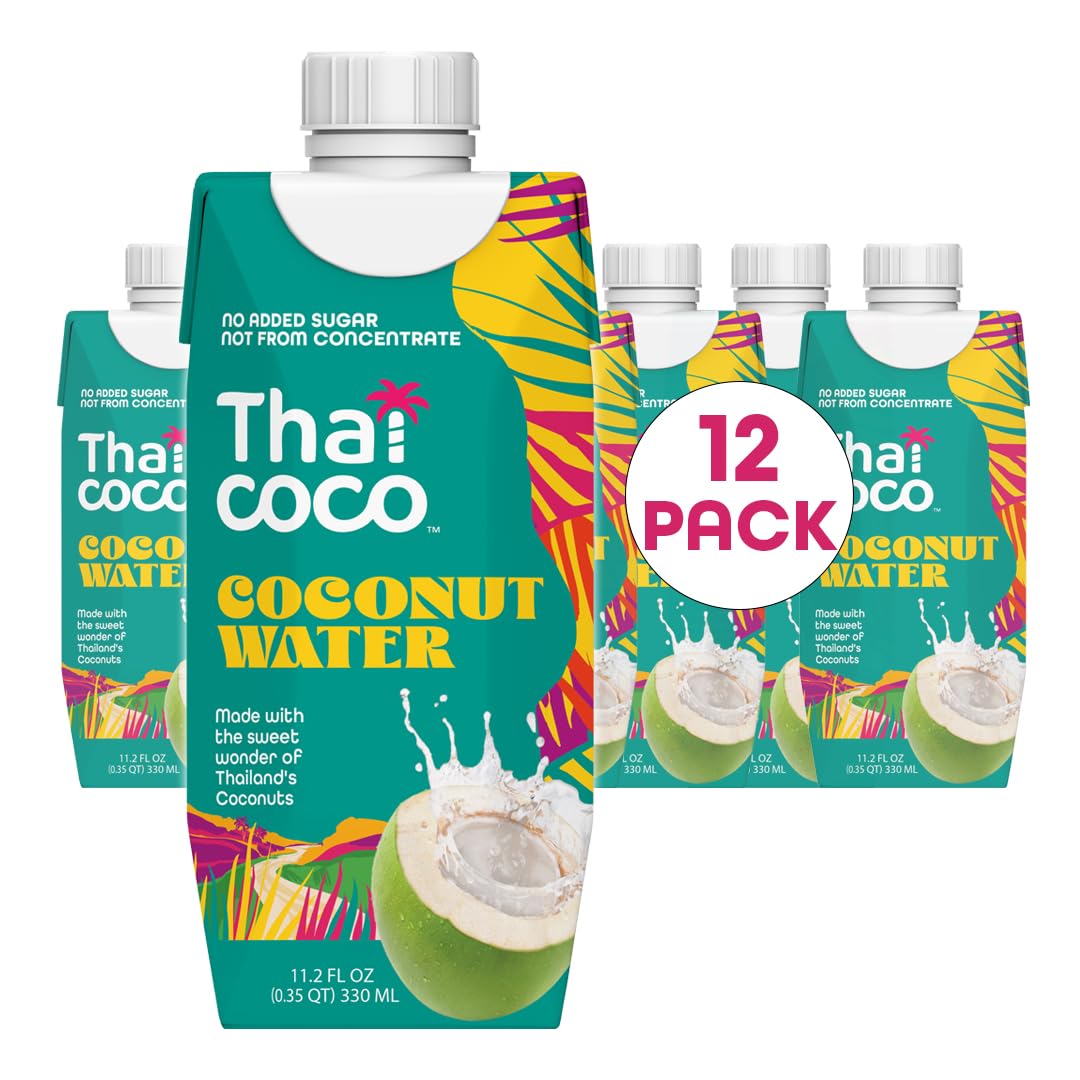 Thai Coco coconut water bottle pouring for pure hydration on the go