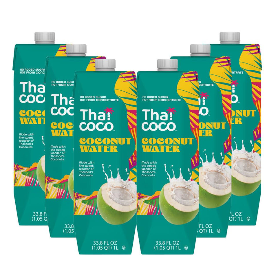 Thai Coco organic coconut water poured into a glass for natural hydration