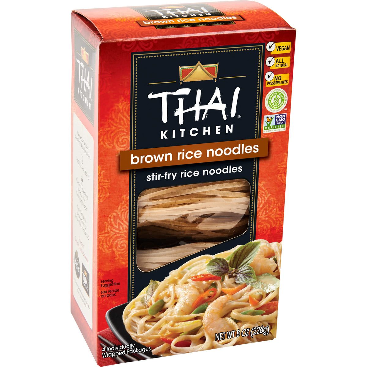 Thai Kitchen pack shot showing noodles in the 8 oz bag for easy prep.