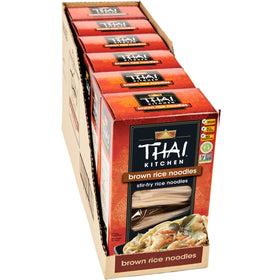 Thai Kitchen gluten free brown rice noodles steam-ready for quick meals.