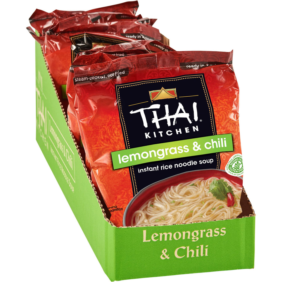 Thai Kitchen gluten-free lemongrass chili soup in a ready-to-serve bowl.