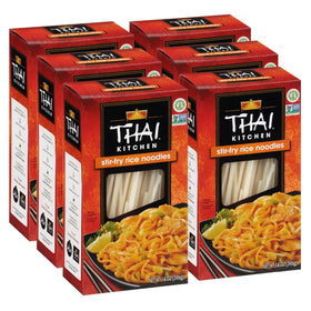 Thai Kitchen gluten free stir fry rice noodles uncooked, ideal for quick meal prep.