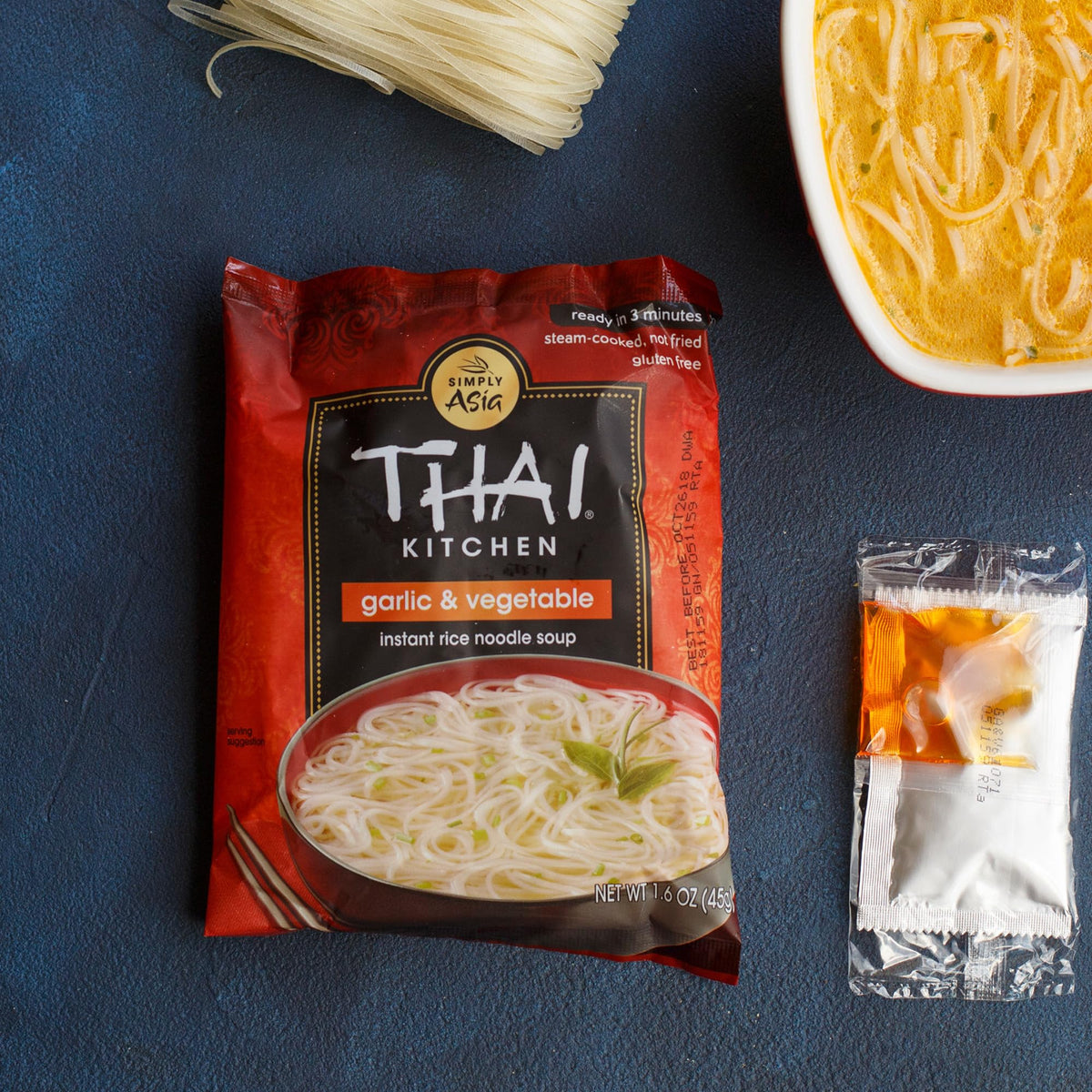 Thai Kitchen microwave-ready soup image illustrating a fast, convenient meal in minutes.