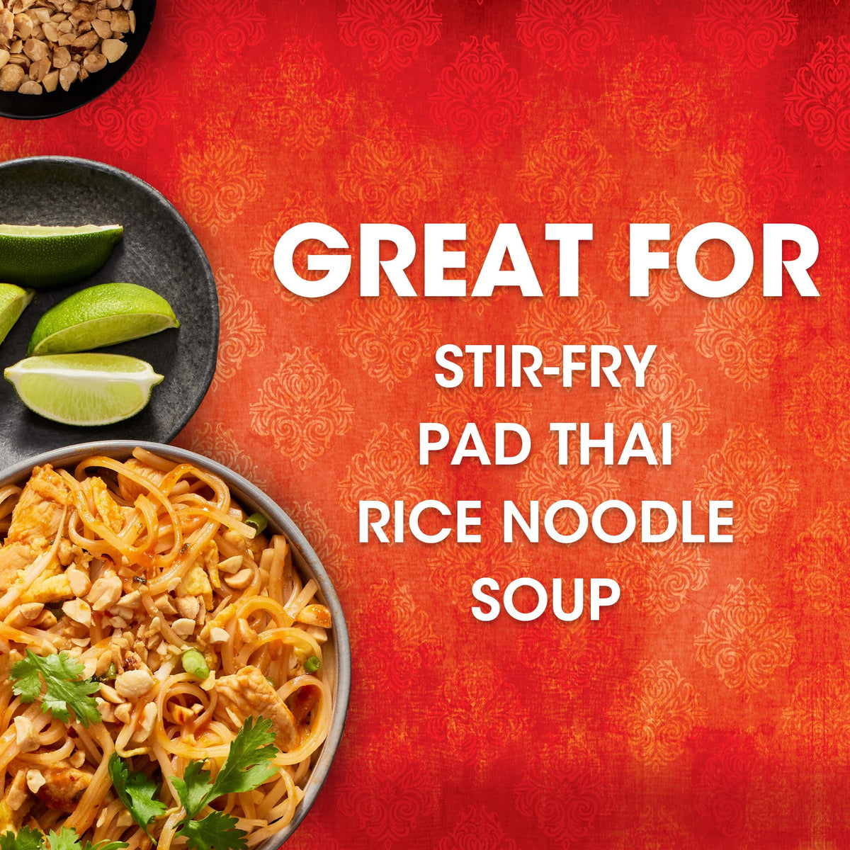 Thai Kitchen packaging close-up highlighting gluten-free, no preservatives.