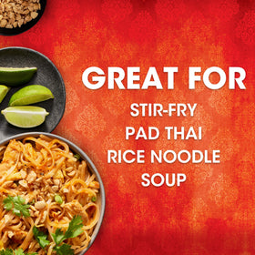 Thai Kitchen packaging close-up highlighting gluten-free, no preservatives.