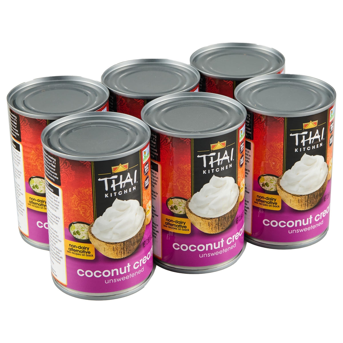 Thai Kitchen Unsweetened Coconut Cream pack of six for dairy-free cooking.