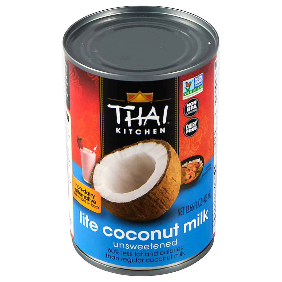 Thai Kitchen Unsweetened Lite Coconut Milk pack of 12 bottles adds creamy, dairy-free richness