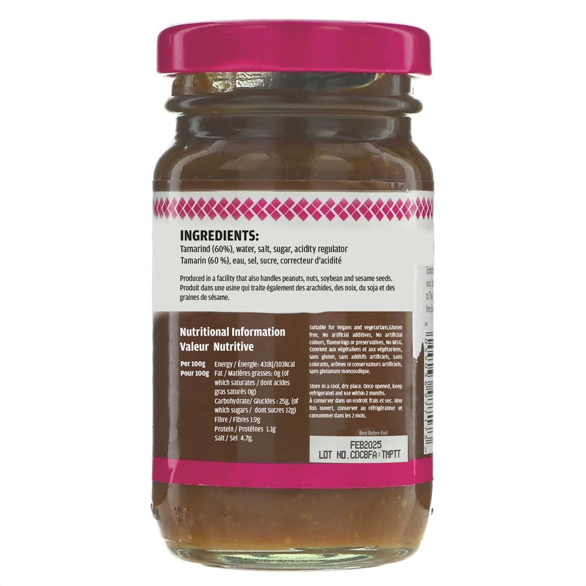 Thai Taste Tamarind Paste jar opened for chutneys and curries.