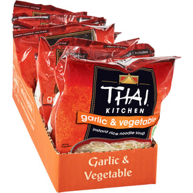 Thai Kitchen gluten-free garlic and vegetable soup pack for quick meals.