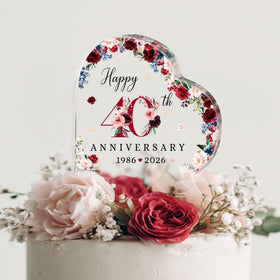 ThanhCrafCo 40th wedding topper with heart silhouette enhances cake elegance
