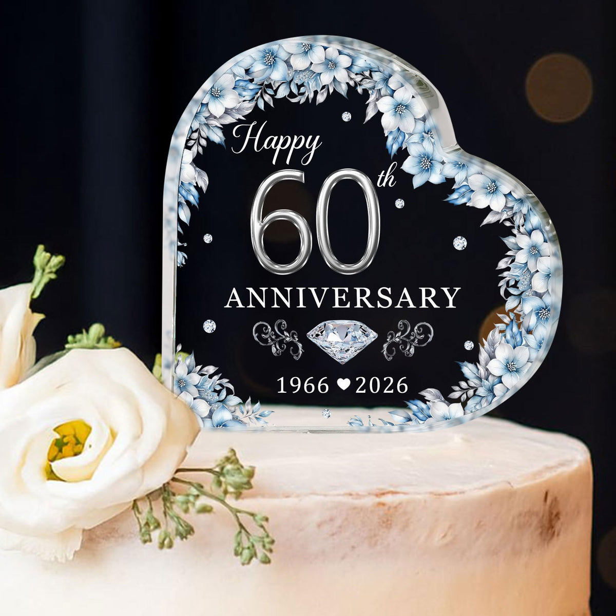 ThanhCrafCo crystal heart topper for milestone celebration