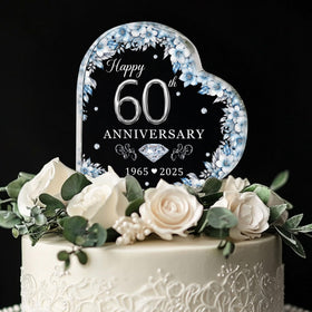 ThanhCrafCo 60th wedding topper sparkling on cake
