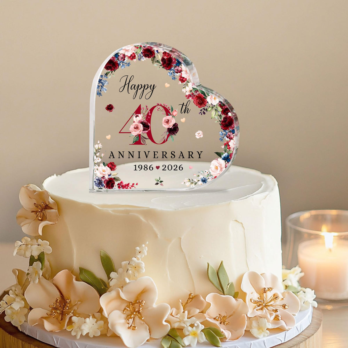ThanhCrafCo crystal-clear acrylic cake topper brightens any anniversary display