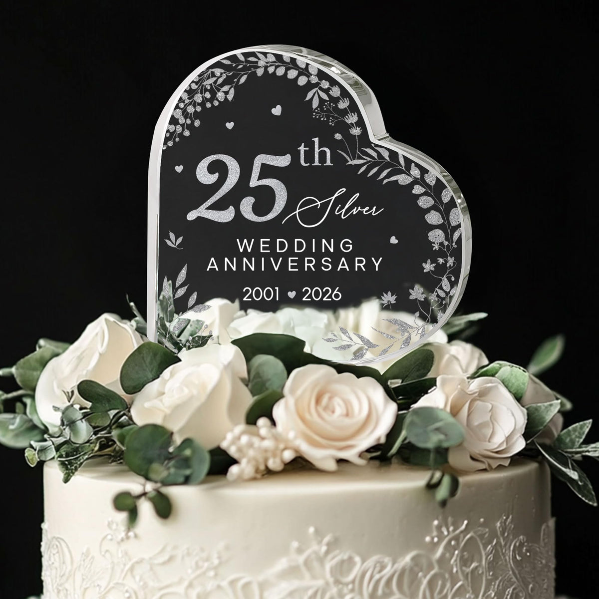 ThanhCrafCo cake topper used on cake, then displayed as a keepsake on a mantle.