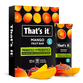 That's it 12-pack Mango bars in box, convenient pantry snack with probiotics.