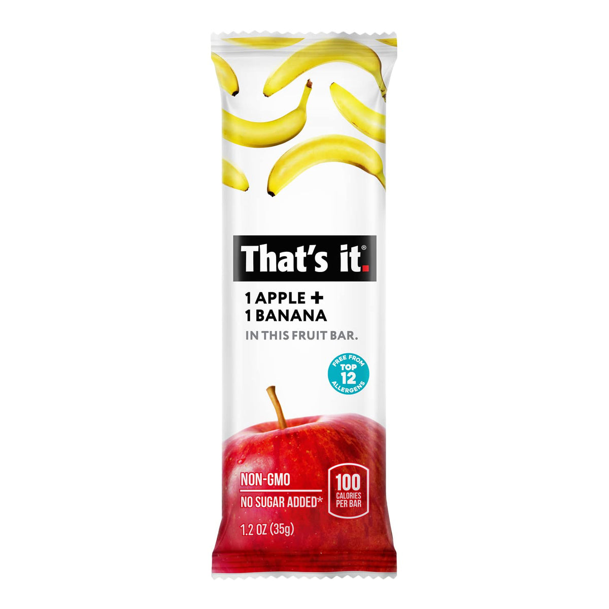That's it Apple Banana Bar closeup – chewy real fruit with 100 calories per bar.