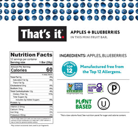That's it apple-blueberry bars close-up, gluten-free vegan snack ideal for lunchboxes.