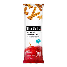 That's it. Apple + Cinnamon bar ingredient close-up shows real fruit and natural flavor.