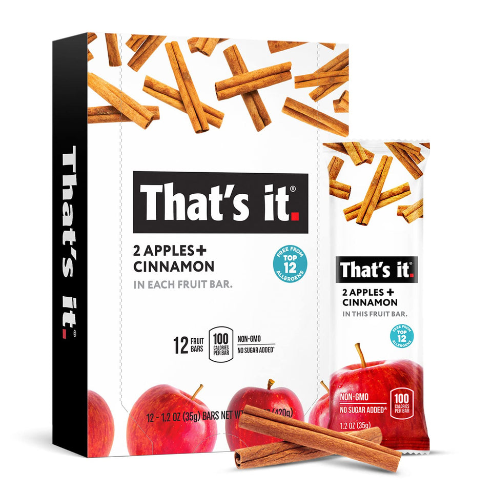 That's it. Apple + Cinnamon bar packaging highlights simple ingredients and clean labeling.