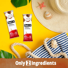 That's It apple-coconut-bar-closeup-texture, shows natural texture and vibrant fruit blend.