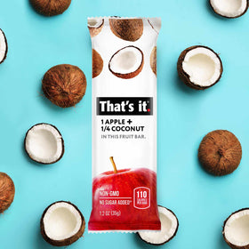 That's It apple-coconut-bar-pack-open, portable fruit bars with no preservatives.