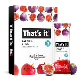 That's it Apple Fig Fruit Bar packaging—two real fruit servings for healthy on-the-go snacking