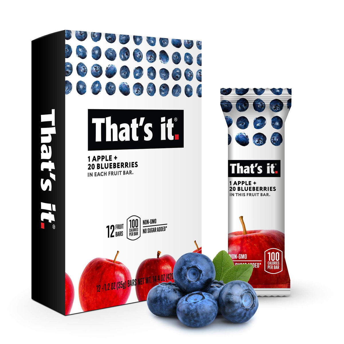 That's It Apple Blueberry Fruit Bar, a convenient on-the-go snack with real fruit
