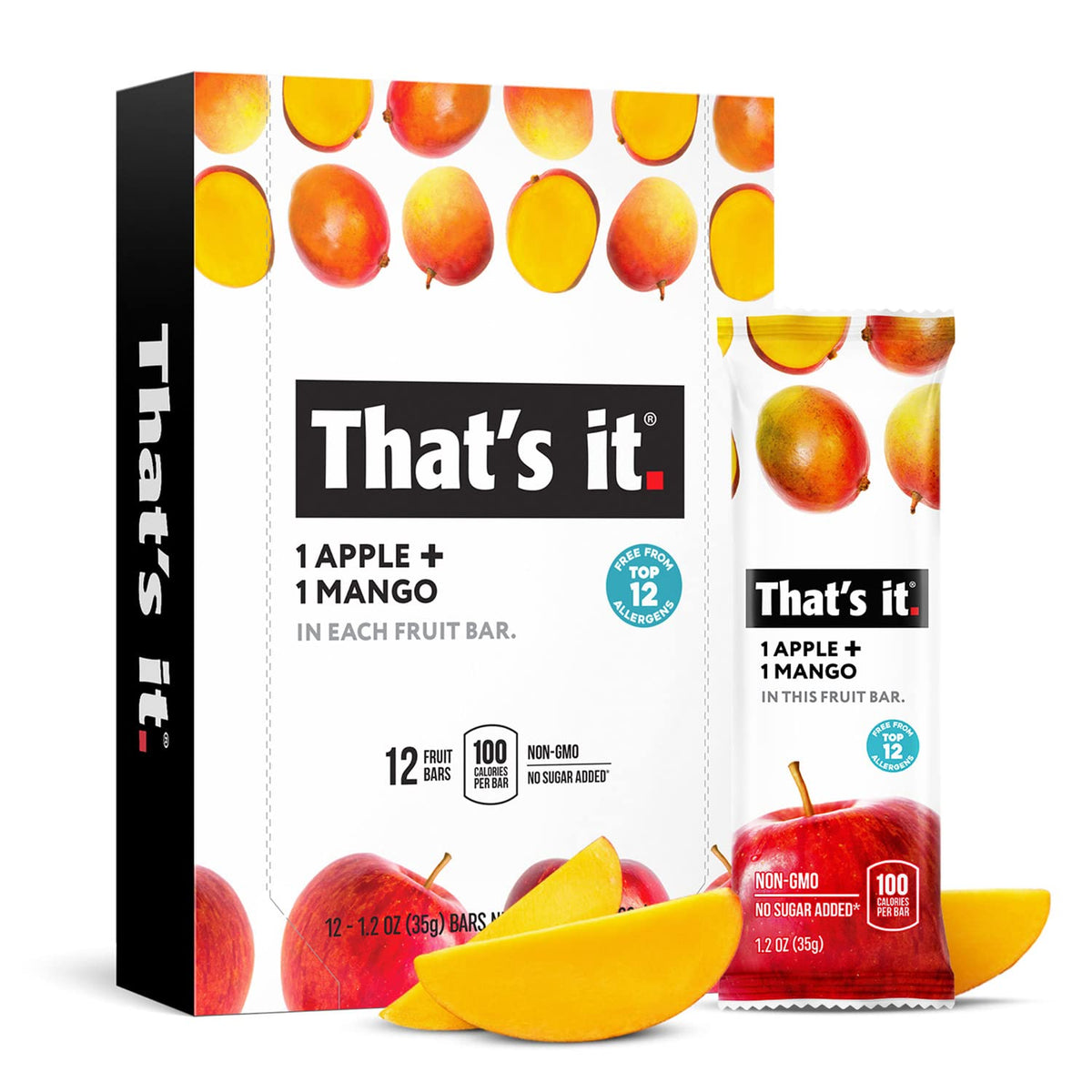 That's it Apple Mango Bar ingredients close-up with real fruit for a wholesome snack