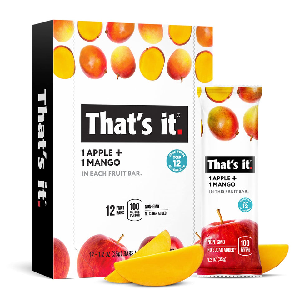 That's it Apple Mango Bar ingredients close-up with real fruit for a wholesome snack