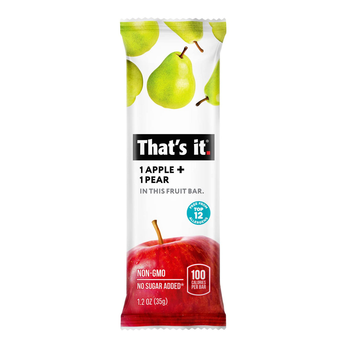 That's it Apple + Pear bar close-up shows chewy real fruit texture.
