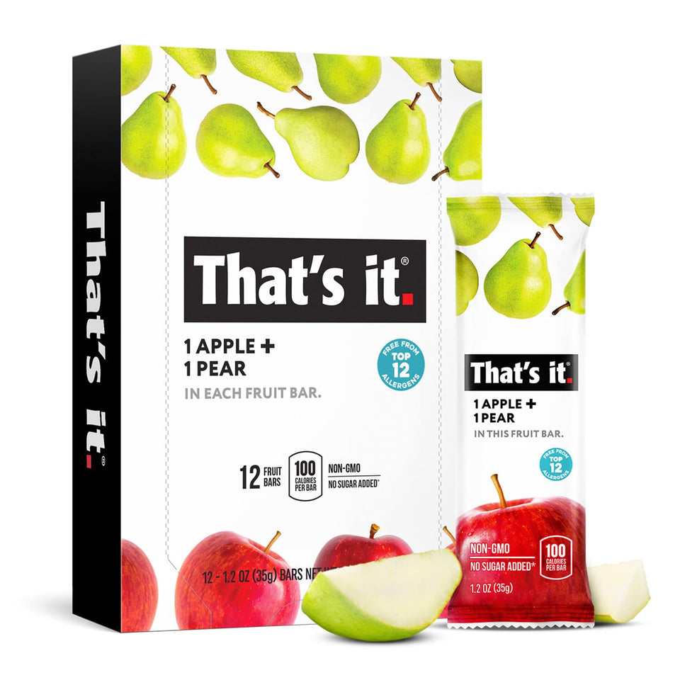 That's it Apple + Pear bar pack, convenient on-the-go fruit snack.