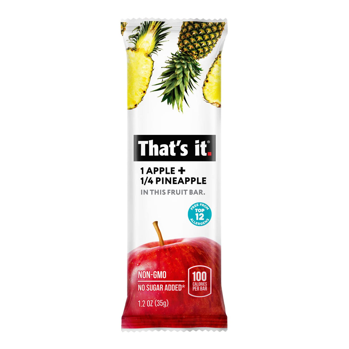 That's it Apple Pineapple bar close-up highlighting simple, all-natural ingredients.