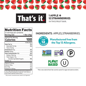That's It Apple Strawberry Bar ingredients are nut-free and allergen-friendly.