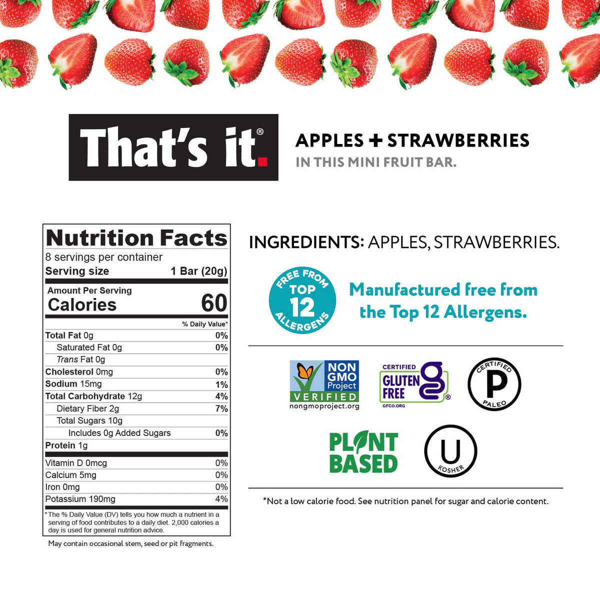 That's It Apple Strawberry Bar unwrapped shows convenient grab-and-go snack.
