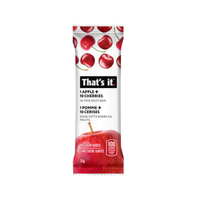 That's it apples cherry bar nutrition panel, shows calories and fiber