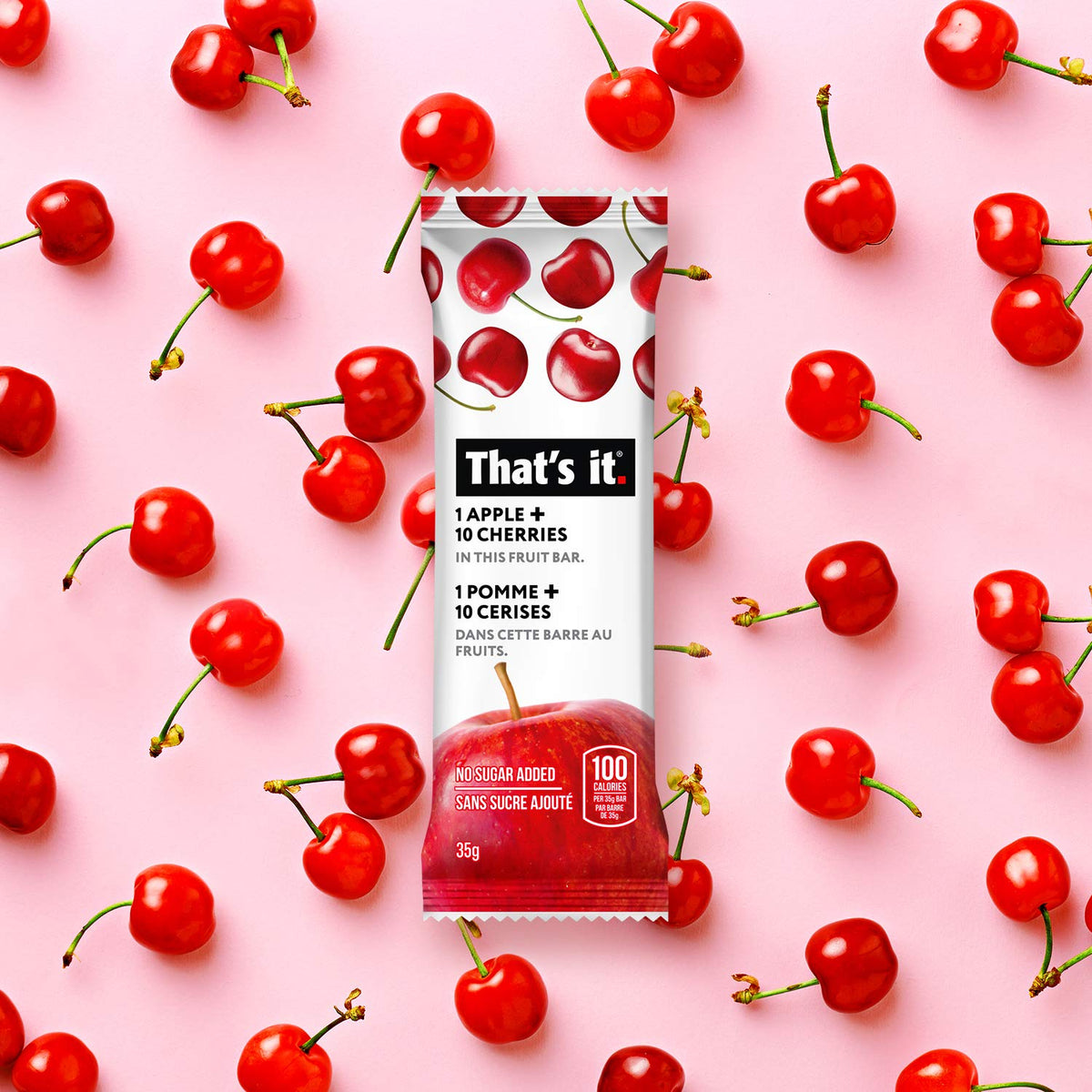 That's it apples cherry bar pack front, gluten-free vegan snack for all