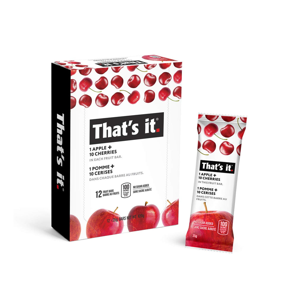 That's it apples cherry bar pack shot, grab-and-go healthy snack
