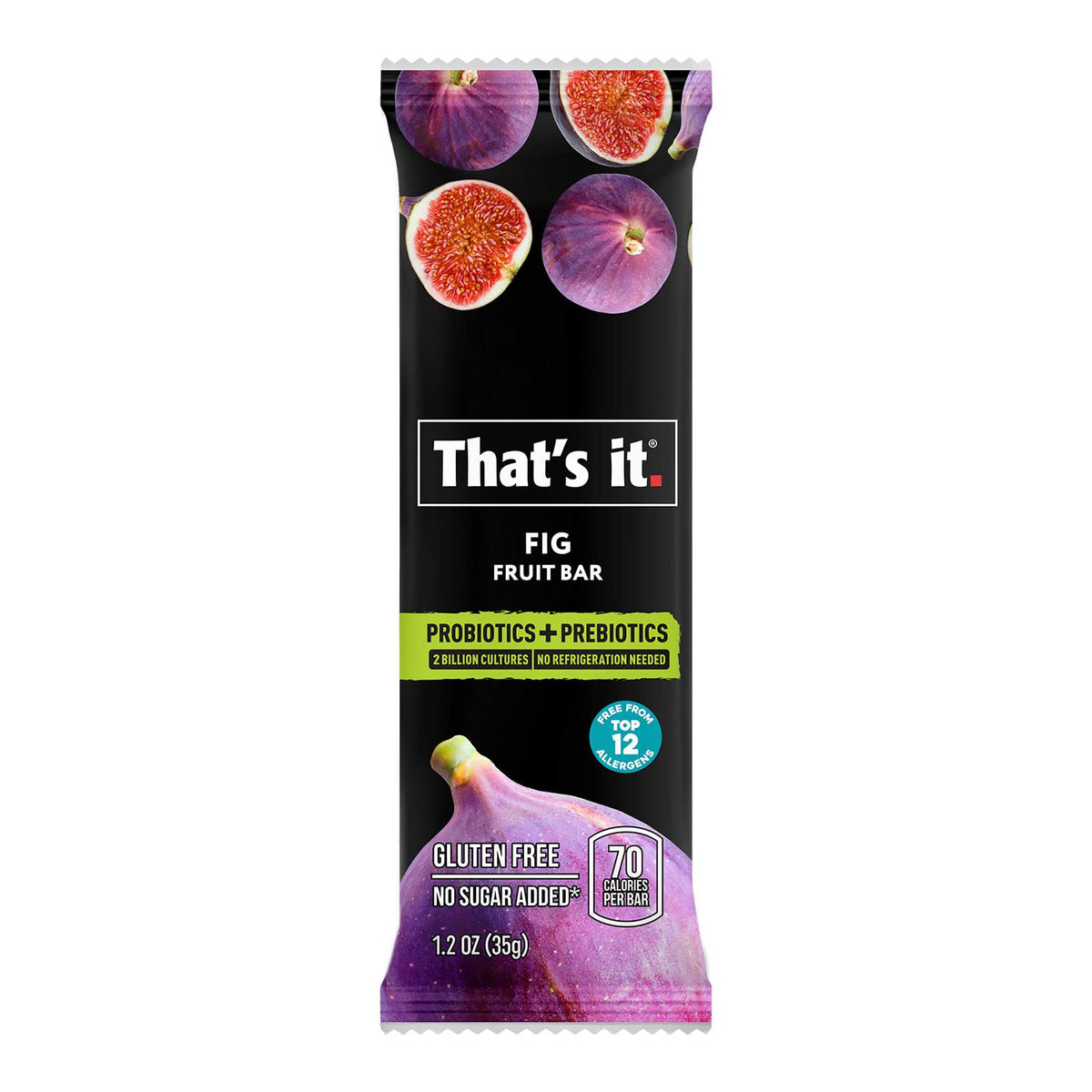 That's it Fig Probiotic Bar nutrition facts show 70 calories per bar for mindful snacking.