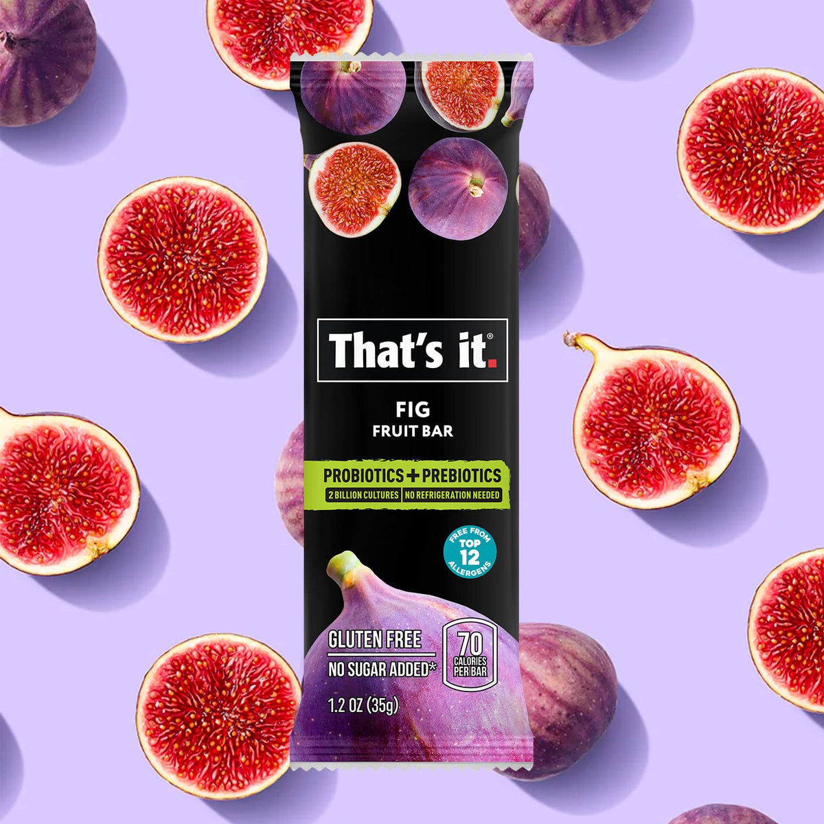 That's it Fig Probiotic Bar on-the-go packaging for busy days.