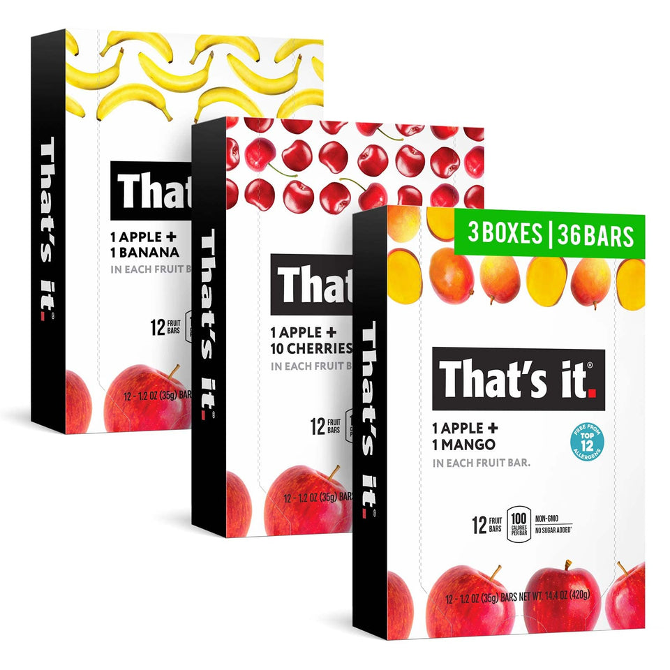 That's it Fruit Bar Banana 12-pack showcasing real fruit and no added sugar.