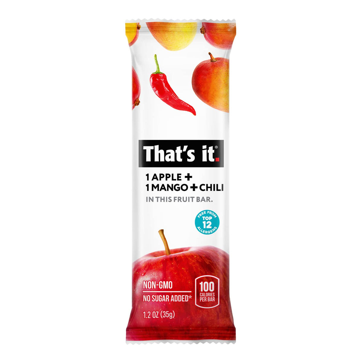 That's it Apple Mango Chili fruit bar on-the-go snack, great for gym bags and lunches.