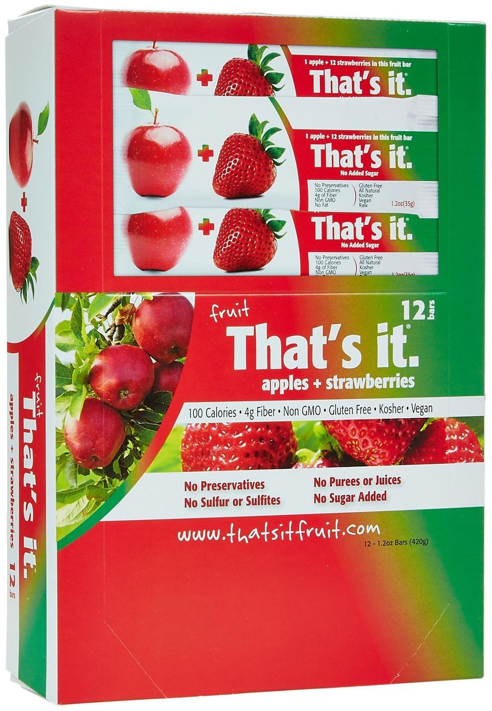 That's It fruit bars pack, 12-count box, ideal for on-the-go snacking.