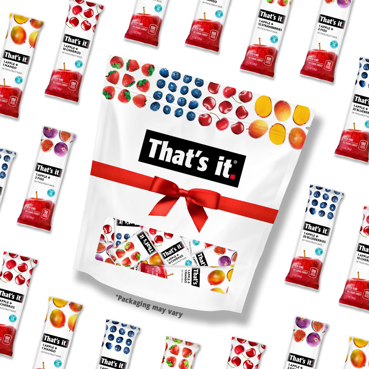 That's It strawberry bars single flavor pack, convenient on-the-go gluten-free snack.