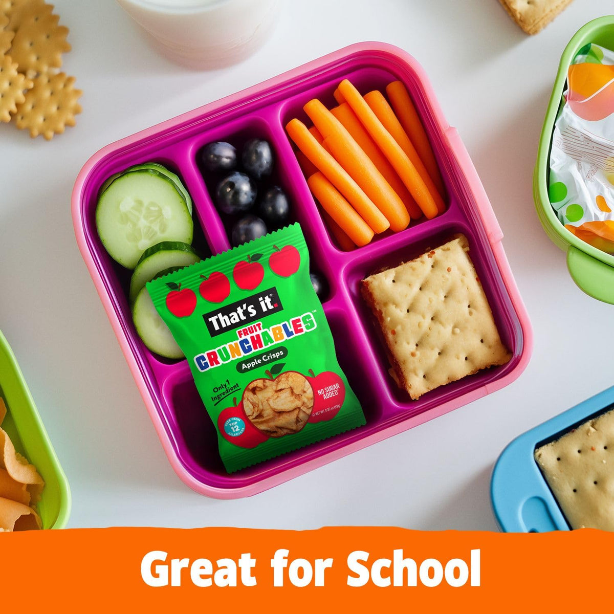 That's it Fruit Crunchables gluten-free apple crisps on a tray