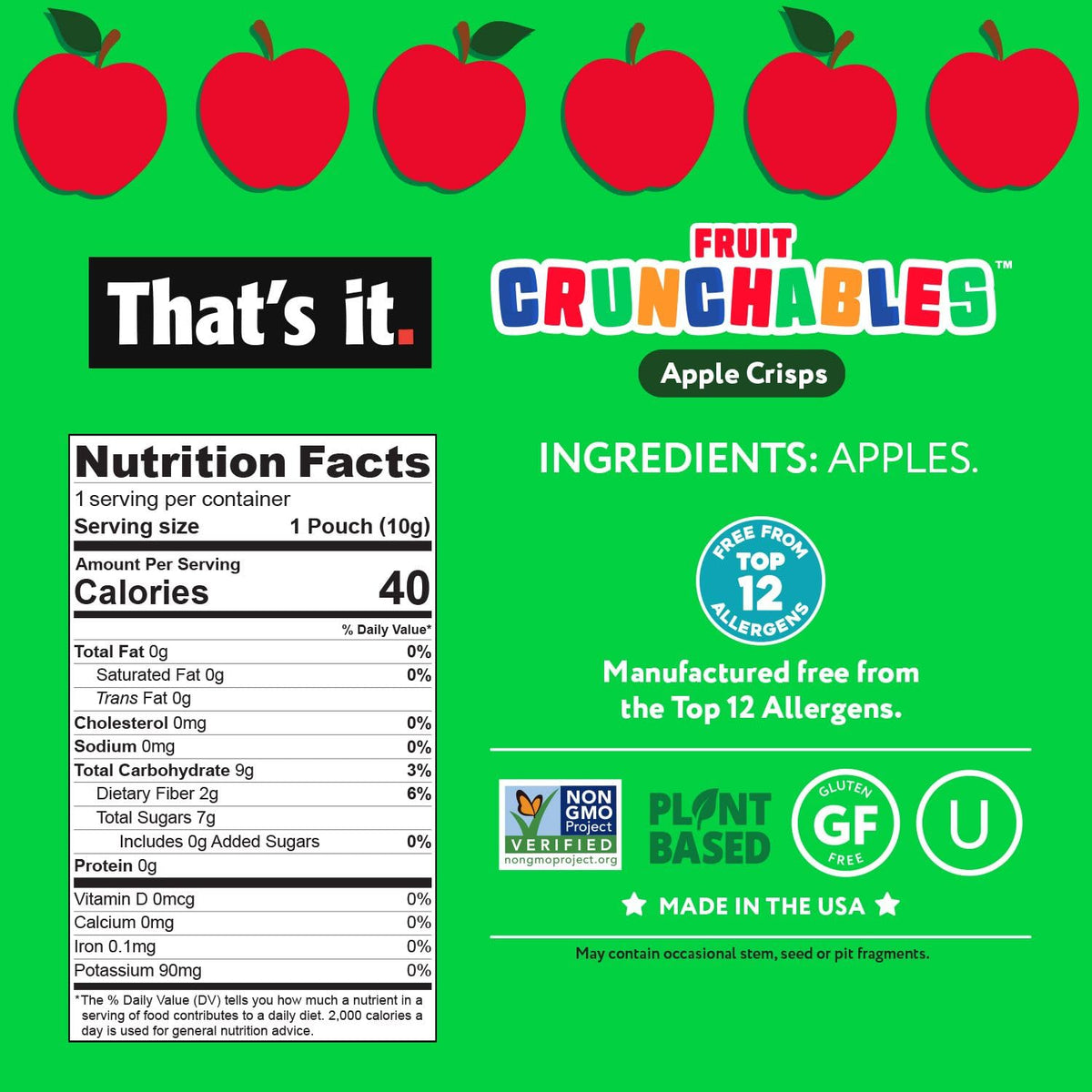 That's it Fruit Crunchables no added sugar apple crisps as a healthy snack