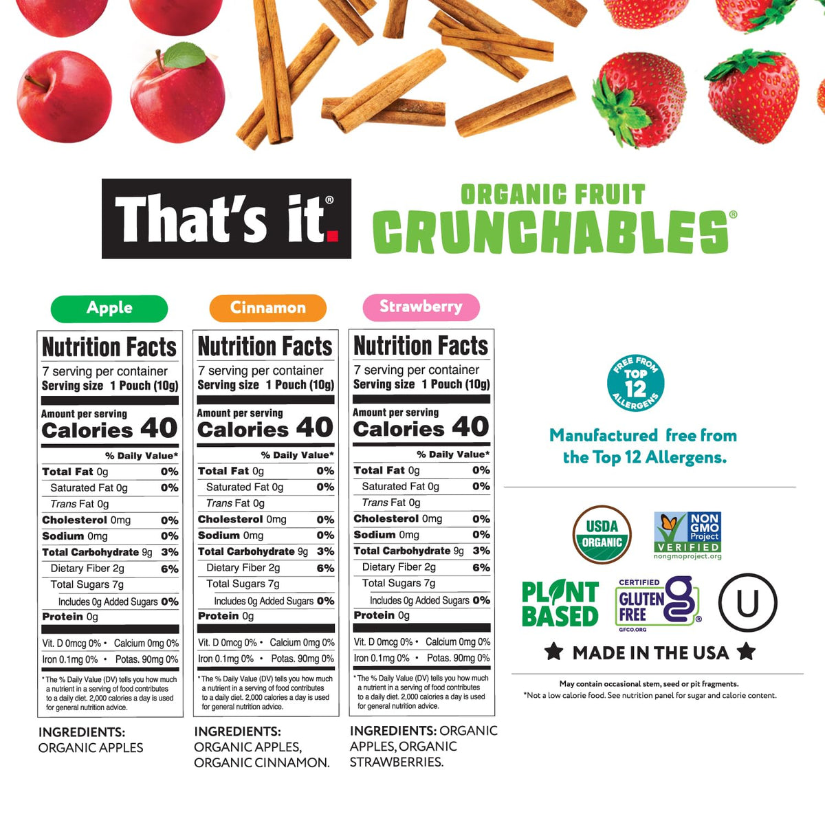 That's it. Fruit Crunchables apple-pouch delivers chewy real fruit for school snacks.