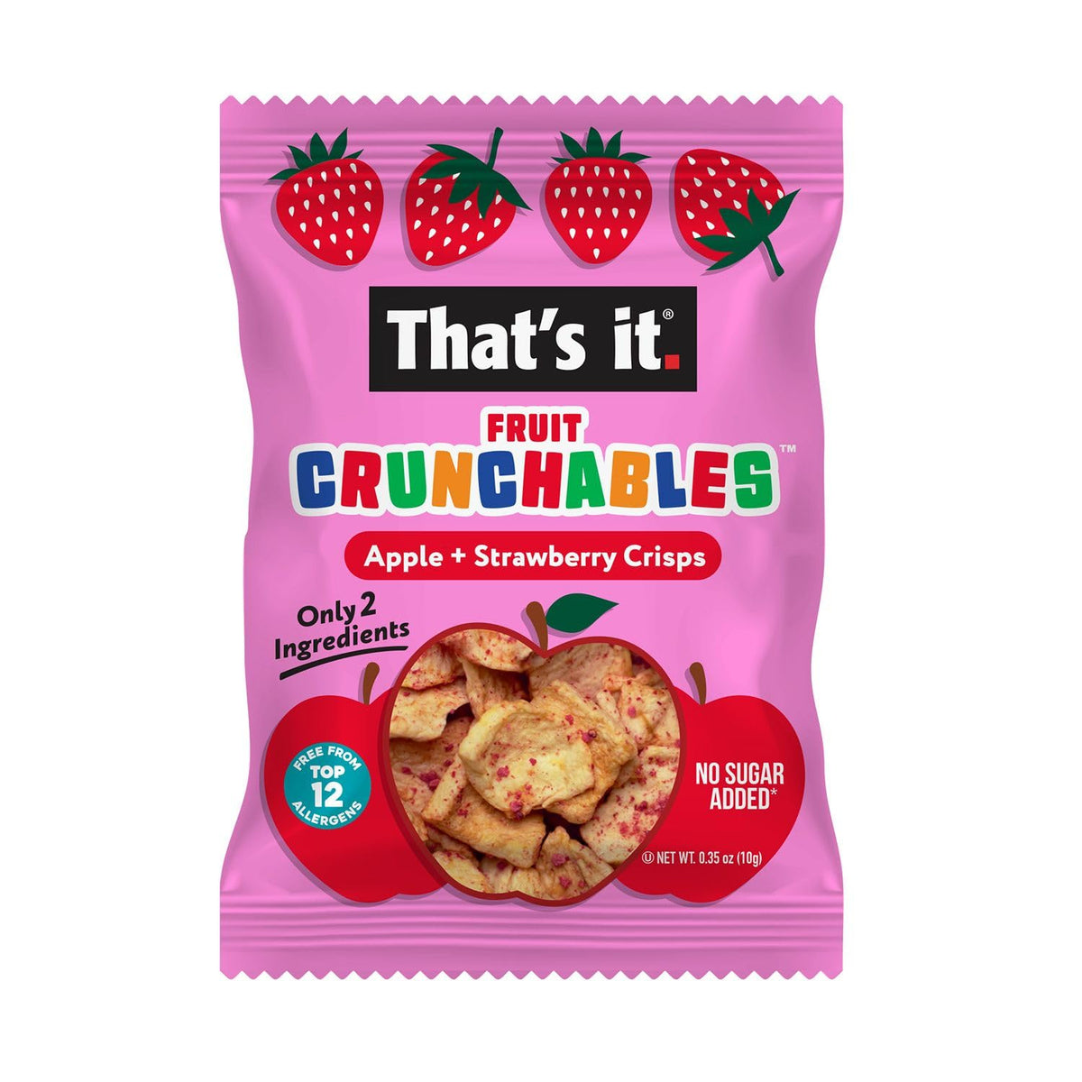That's it Crunchables apple strawberry crisps in a pack for on the go.