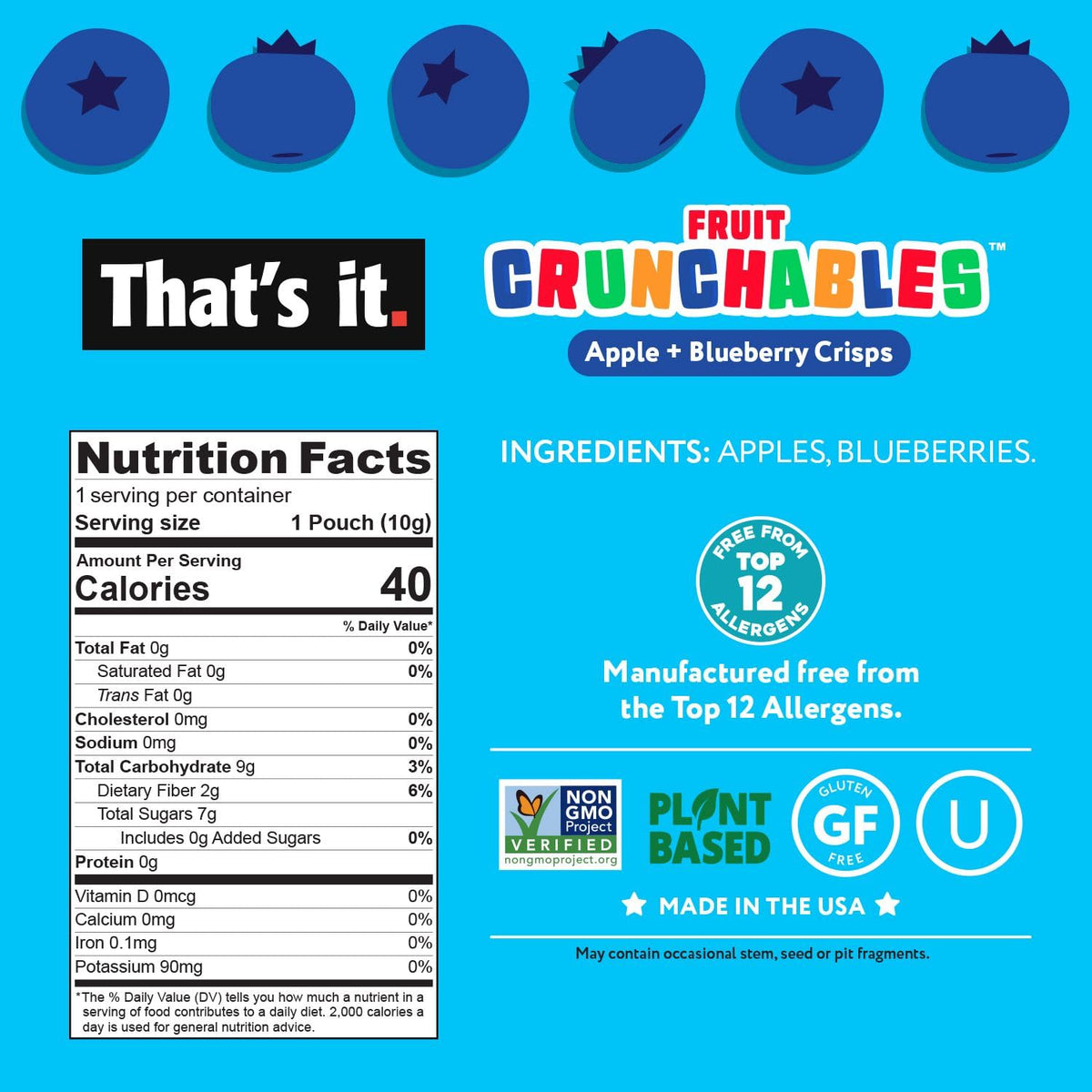 That's it Fruit Crunchables gluten-free snacks ideal for various diets.