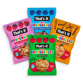 That's it Fruit Crunchables Apple pouch close-up, 40 calories per serving.