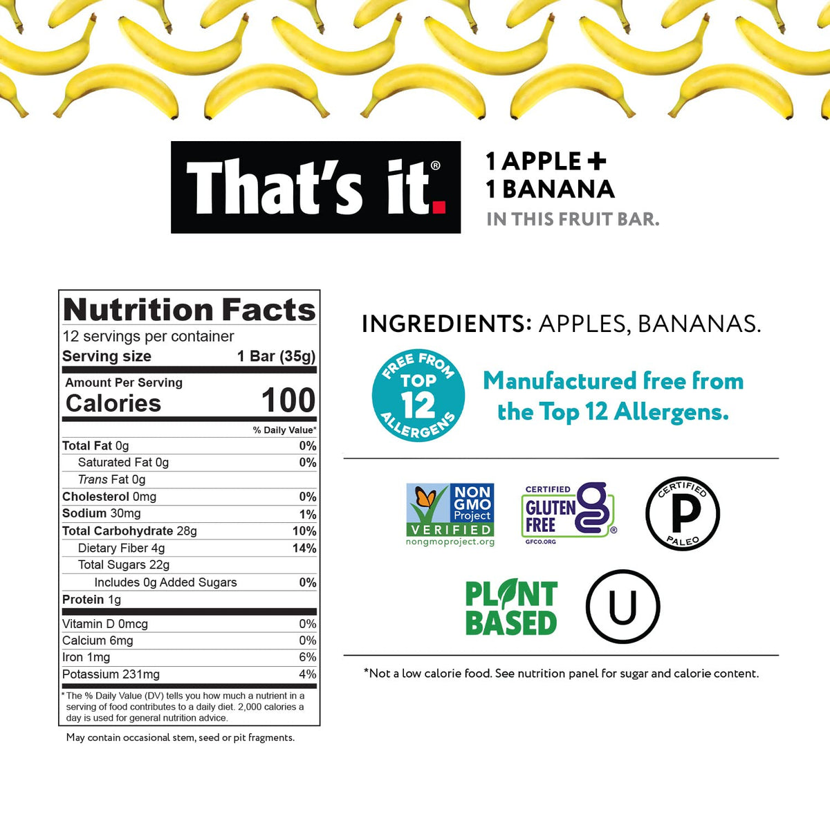 That's it ingredients label – clean, allergen-free ingredients for simple snacking.